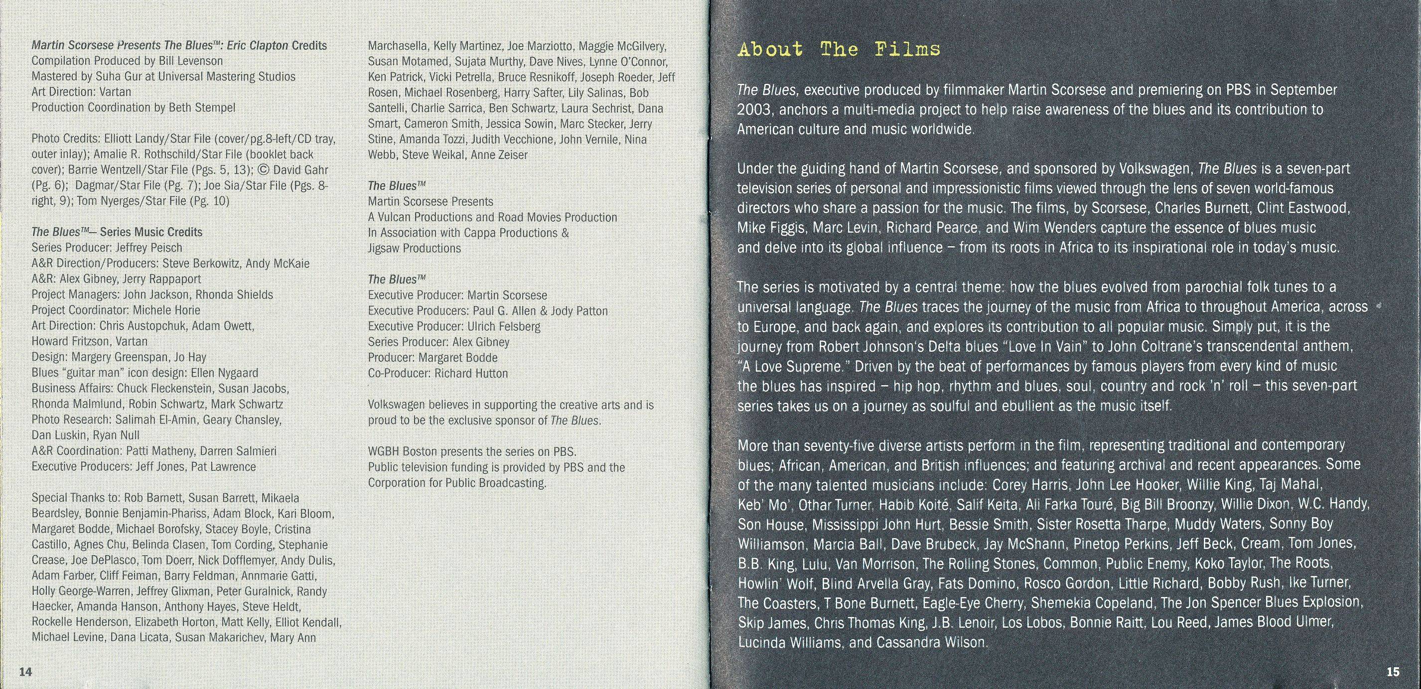 Eric Clapton Martin Scorsese presents The Blues : Booklet 8